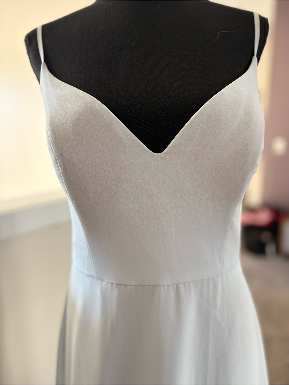 Hayley Paige Occasions NWT Powder Blue Spaghetti-Strap Maxi Bridesmaids Dress - Picture 7 of 14